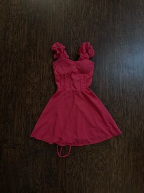 Girls Ruffle Strap Pink Fit-and-Flare Dress